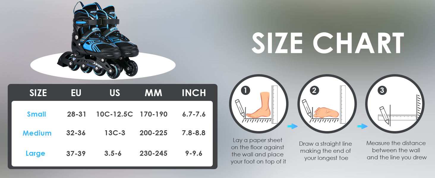 Інлайнерожі TOMSHOO з LED-колесами, регульовані, для дітей та дорослих, блакитні
