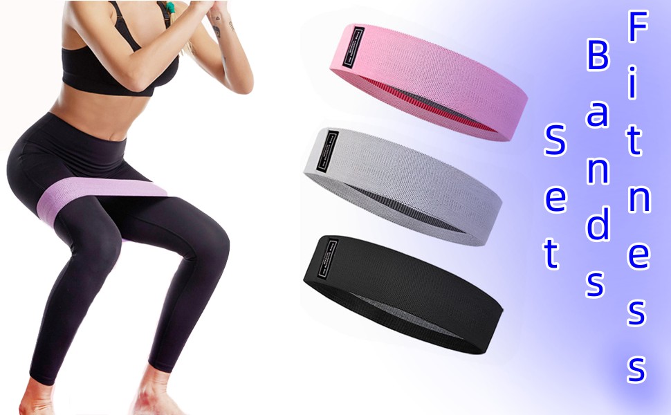 Гумові еластичні стрічки для фітнесу fdsmall 3 шт. (3 рівні опору) для сідниць та стегон, нековзні стрічки для занять йогою, пілатесом та силовим тренуванням