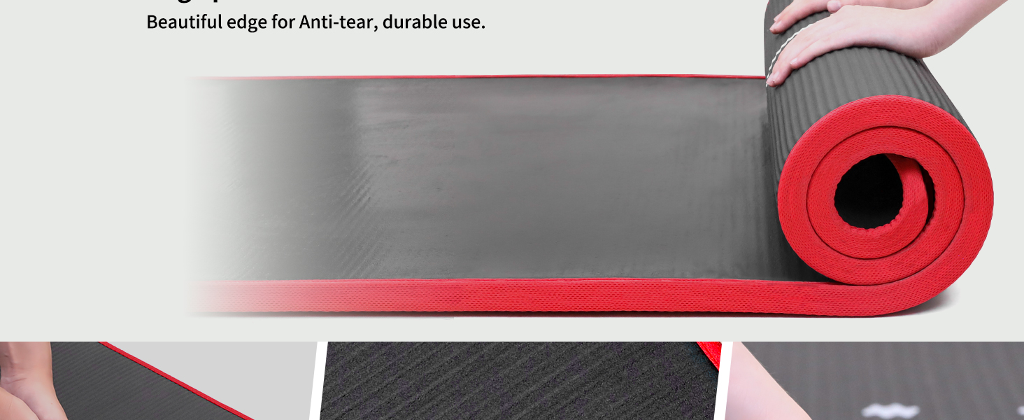 PROIRON Килимок для гімнастики та йоги, тренувальний килимок для дому, 183x66x1 см, чорний/червоний