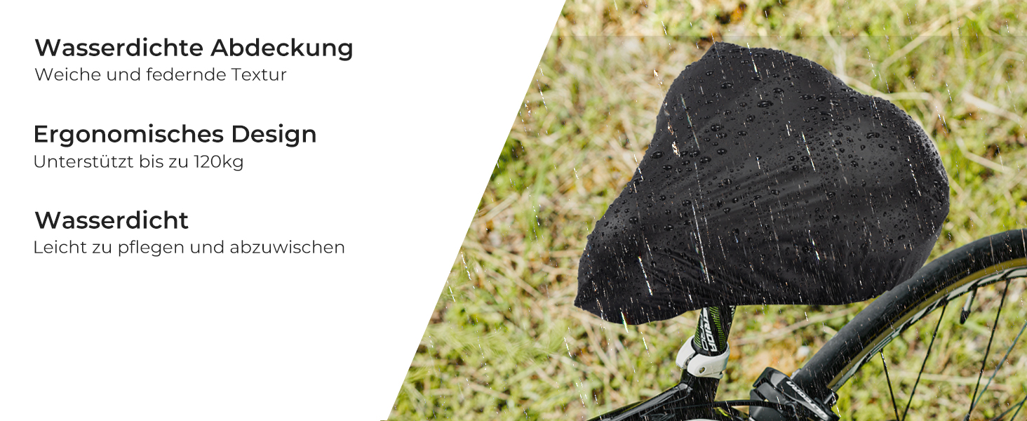 Накидка на сидіння велосипедного крісла YOUNGDO, ергономічна гелева підкладка, м'яка та комфортна, з дощовим захистом, для жінок та чоловіків (Чорний, Широкий)