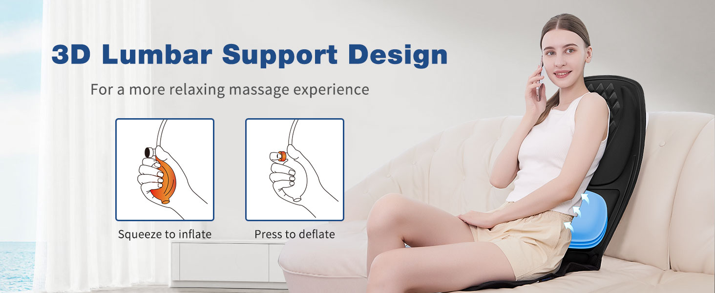 Масажне подушечка для спини з глибокою проникаючою вібрацією, охолодження/підігрів, 2 режими, для зняття м'язової втоми та стресу (Чорний сатин)