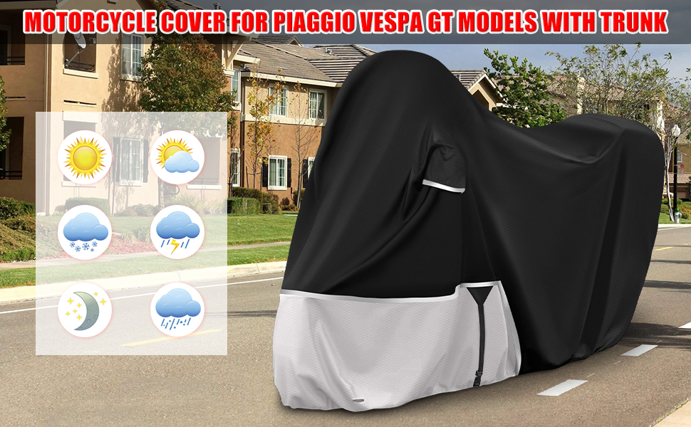Водонепроникний чохол для мотоцикла Piaggio Vespa GTV GTS GT60/125/200/250/300 (з багажником), 420D Oxford, для зберігання на вулиці