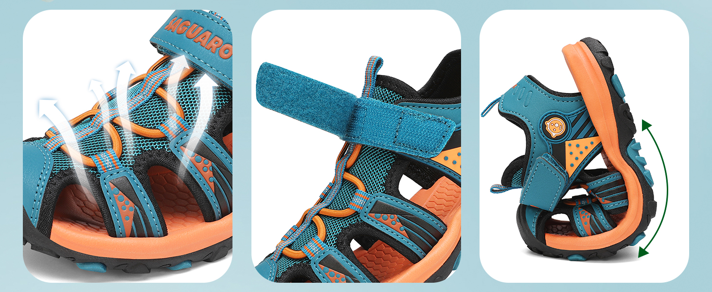 Сандалі дитячі SAGUARO для хлопчиків та дівчаток Trekking, сірі, 38 EU - Нековзні, дихаючі пішохідні сандалі