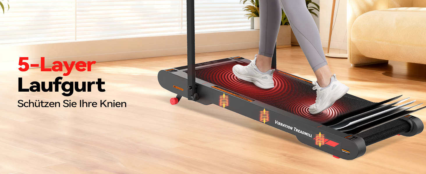 Sperax 4-в-1 Віброплатформа та біговий доріжка для дому, 0.3-6 км/год, 400W, без монтажу, чорно-червоний