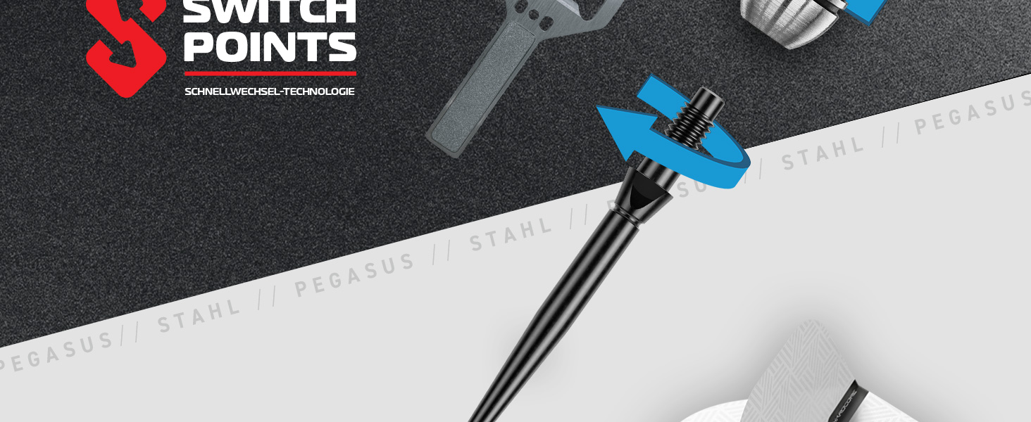 Професійний набір дротиків RED DRAGON Pegasus 80% вольфрам, сталевий наконечник, 23г, чорні (з флайтами, шафтами та кейсом)