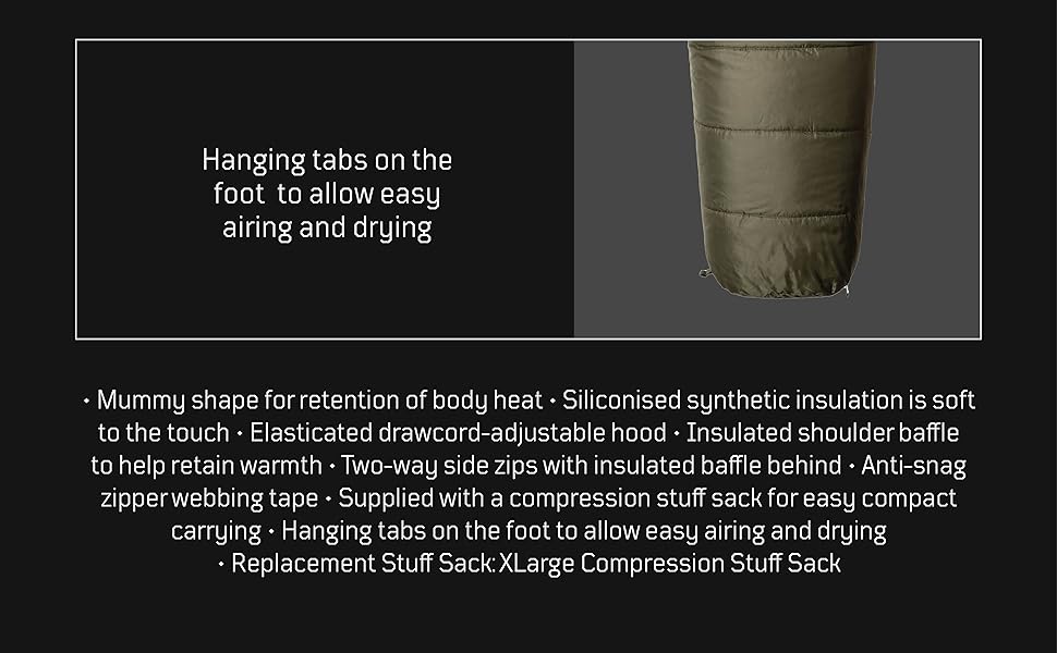 Спальний мішок Snugpak Sleeper Lite WGTE - чорний, ліва блискавка, для кемпінгу та холодної погоди