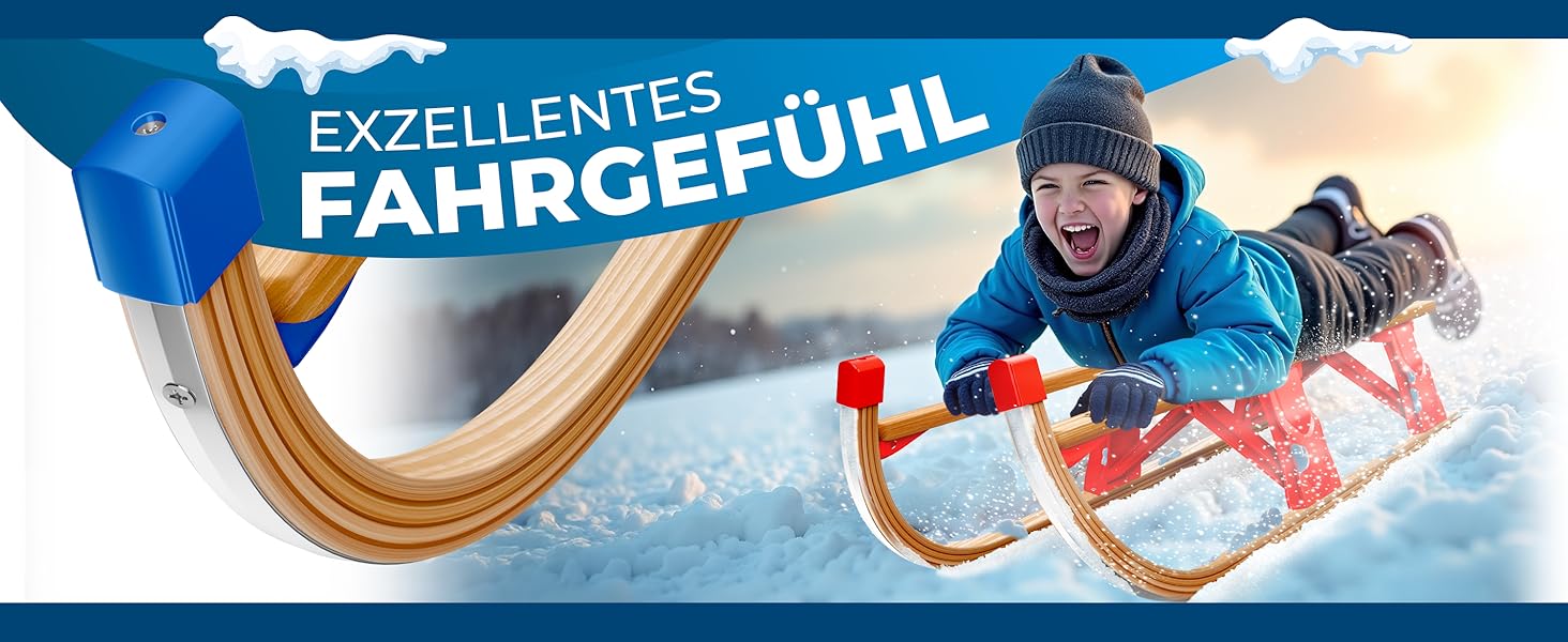 Дерев'яний санчата KESSER® Premium з буку, складні, з тяговим тросом та металевими чіпами, без спинки, червоні