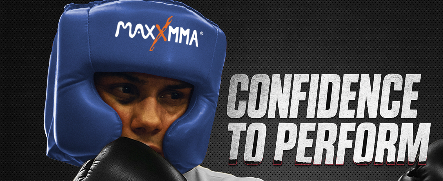 Захист голови MaxxMMA L/XL для боксу, ММА, кікбоксингу, карате, тхеквондо (блакитний)