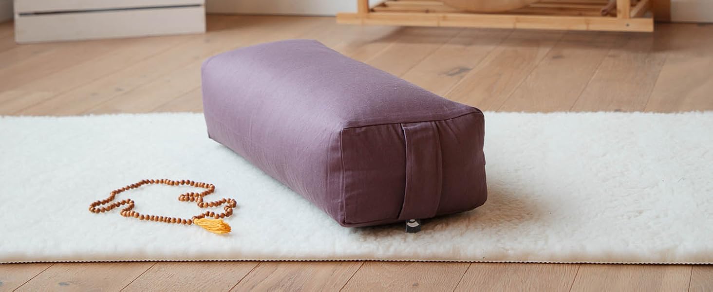 Подушка для медитації Bodhi Rondo ECO: Подушка для йоги з органічною наповнювачем з полби, бавовняний чохол, висота 20 см, баклажановий колір