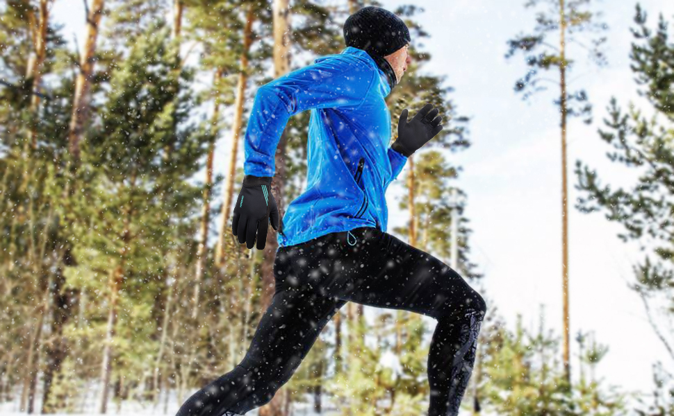 Чоловічі зимові рукавички GINTRON з екраном, термо рукавички, велосипедні рукавички, водонепроникні, вітрозахисні, для бігу, чорні