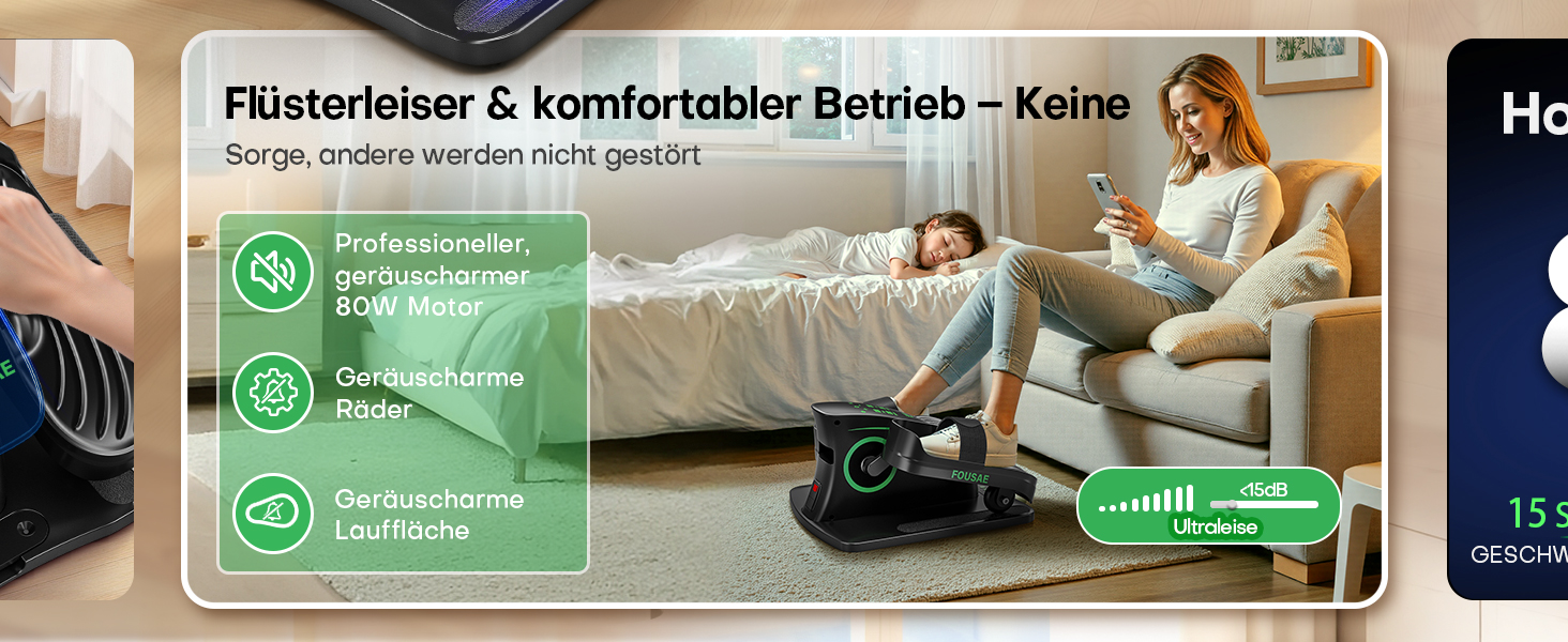 Еліптичний тренажер під стіл, компактний електричний велотренажер для ніг, 15 рівнів швидкості, тихий, для літніх людей