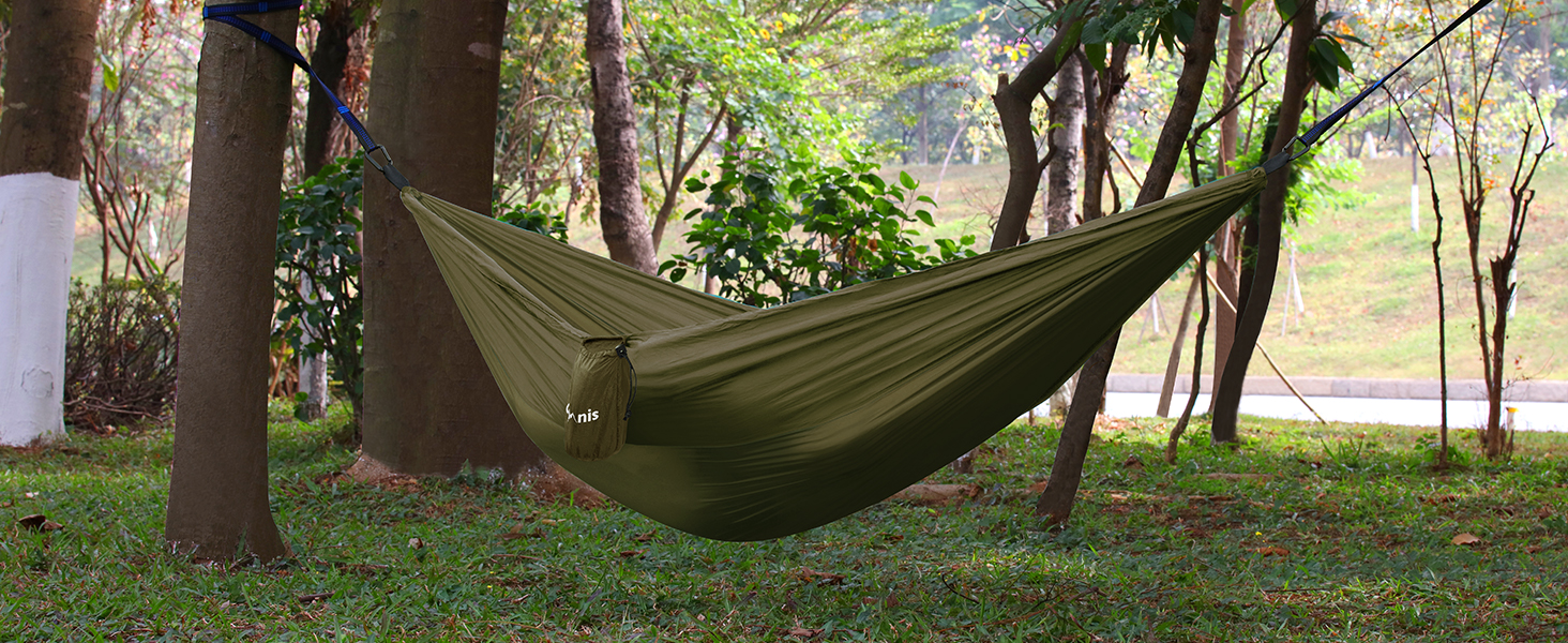 Гімніс Гамак Ultraleicht Outdoor для подорожей, кемпінгу та відпочинку на природі. Міцний гамак з надійними карабінами та тросами, витримує до 300 кг