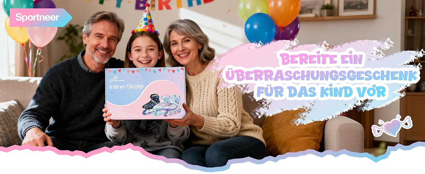 Дитячі ролики Sportneer з регульованим розміром 30-41, комплект з 6 захисними елементами, LED ролики для дівчаток та жінок, рожевий колір, розмір L (EU 38-41)