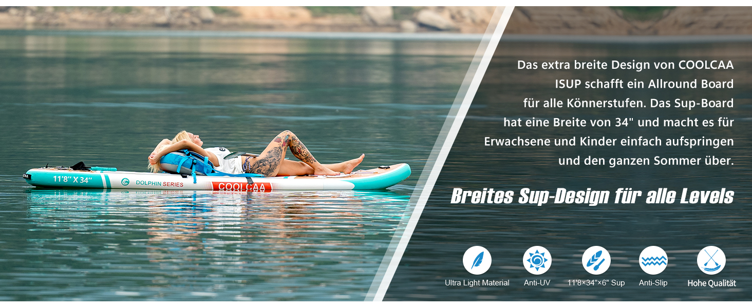 SUP дошка COOLCAA Maple Marlin Lite 355 см, надувний сапборд для дорослих, ширина 86 см, вантажопідйомність 222 кг + аксесуари та сумка