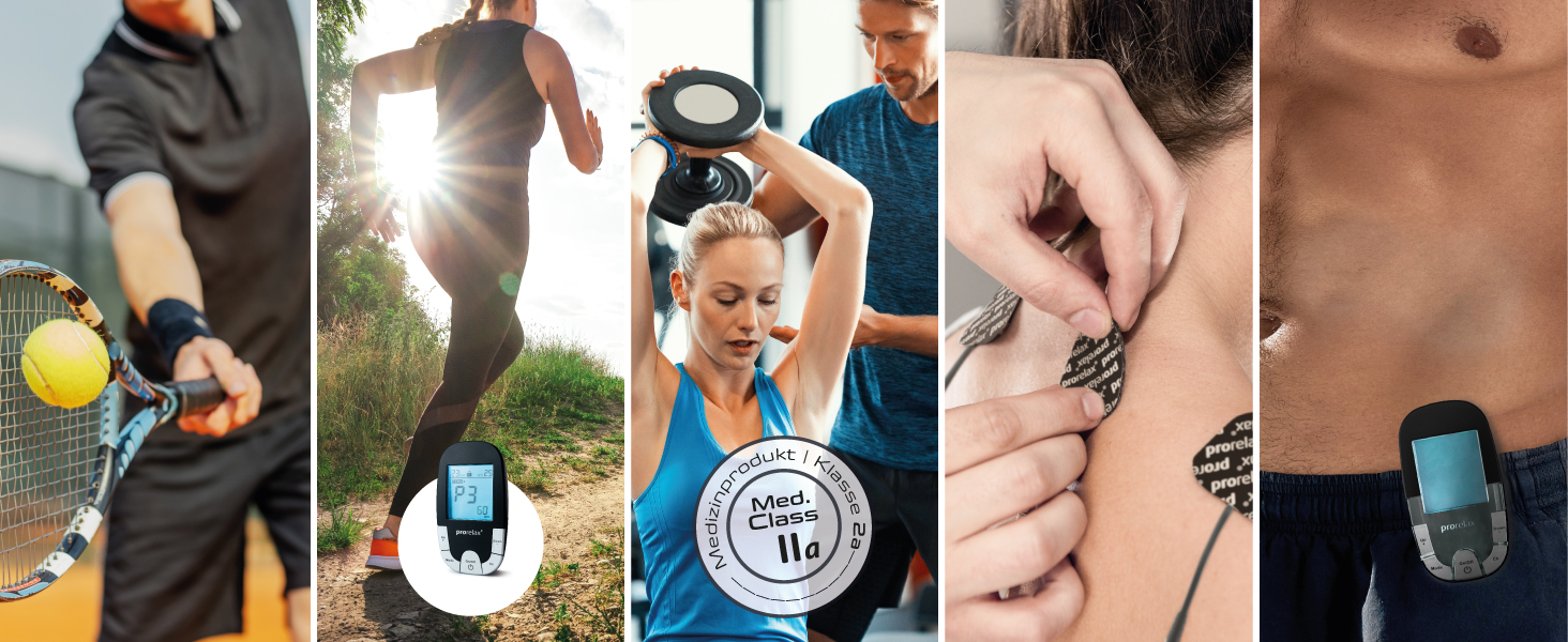 Prorelax TENS/EMS Duo Comfort Blackline: електростимулятор для м'язів та зняття болю | 2 терапії в одному приладі | З підсвічуваним дисплеєм