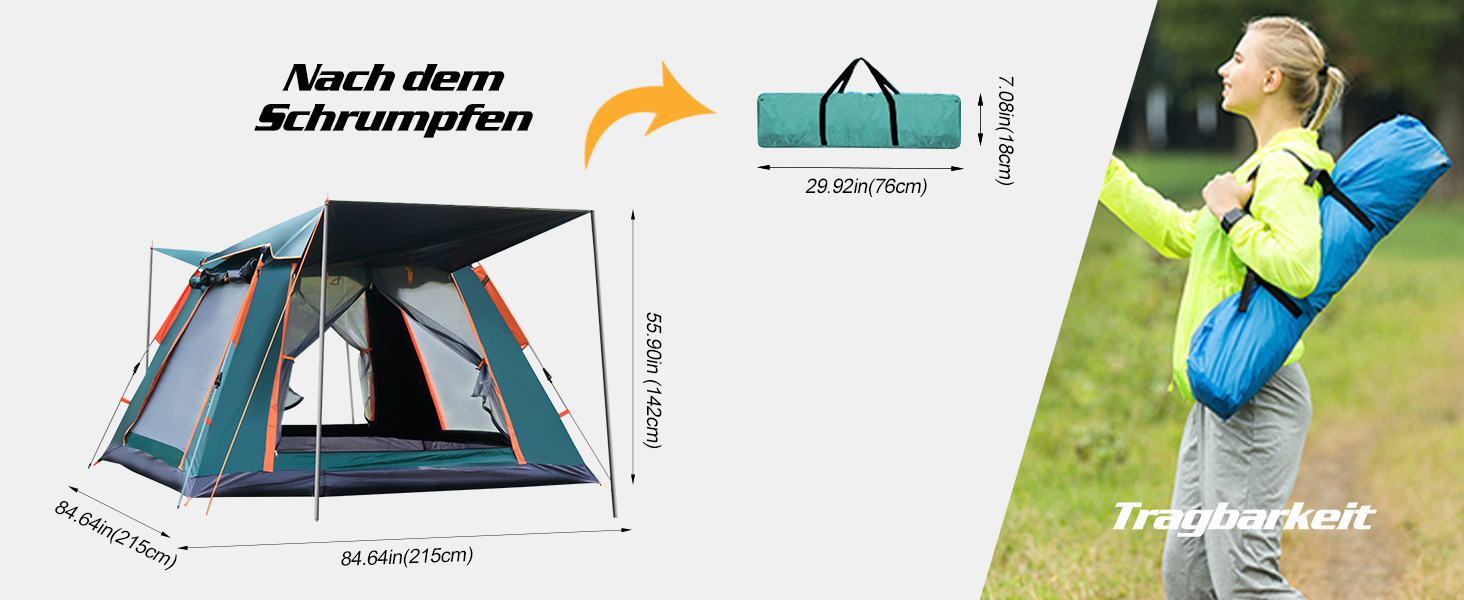 Намет туристичний Ergocar водонепроникний, легкий, Pop-Up, для 3-4 осіб, зелений, вініл