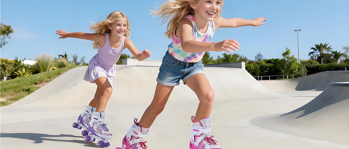 Роликові ковзани TOMSHOO для дівчаток, регульовані, з LED-підсвіткою, для початківців, дитячі, подарунок