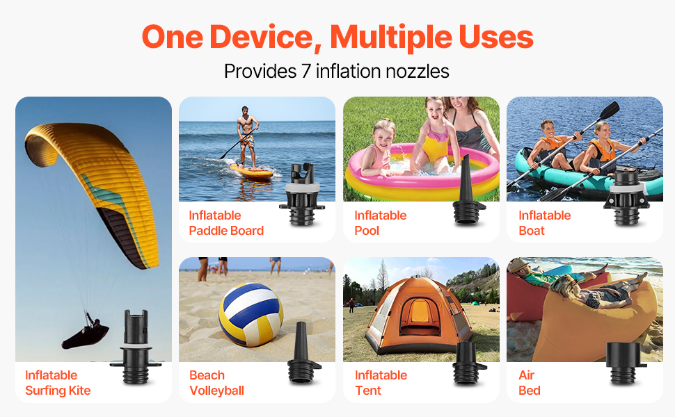 Електрична SUP-насос VEVOR з USB, 20PSI, для надувних SUP-дошок, наметів, з LED-підсвічуванням та автоматичним вимкненням