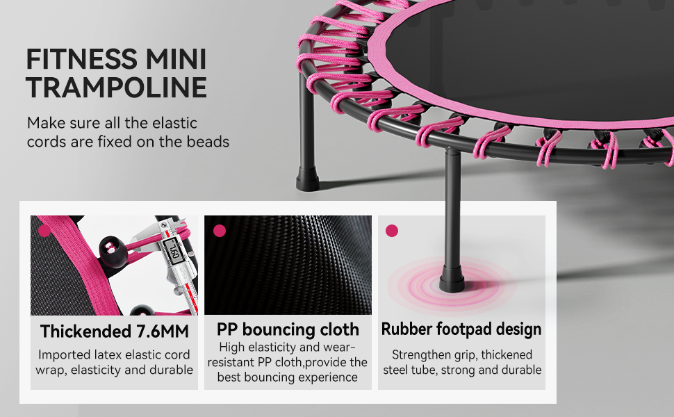 Міні-батут для дорослих 101,6 см, без поручнів, рожевий. Ідеальний для фітнесу вдома та на вулиці