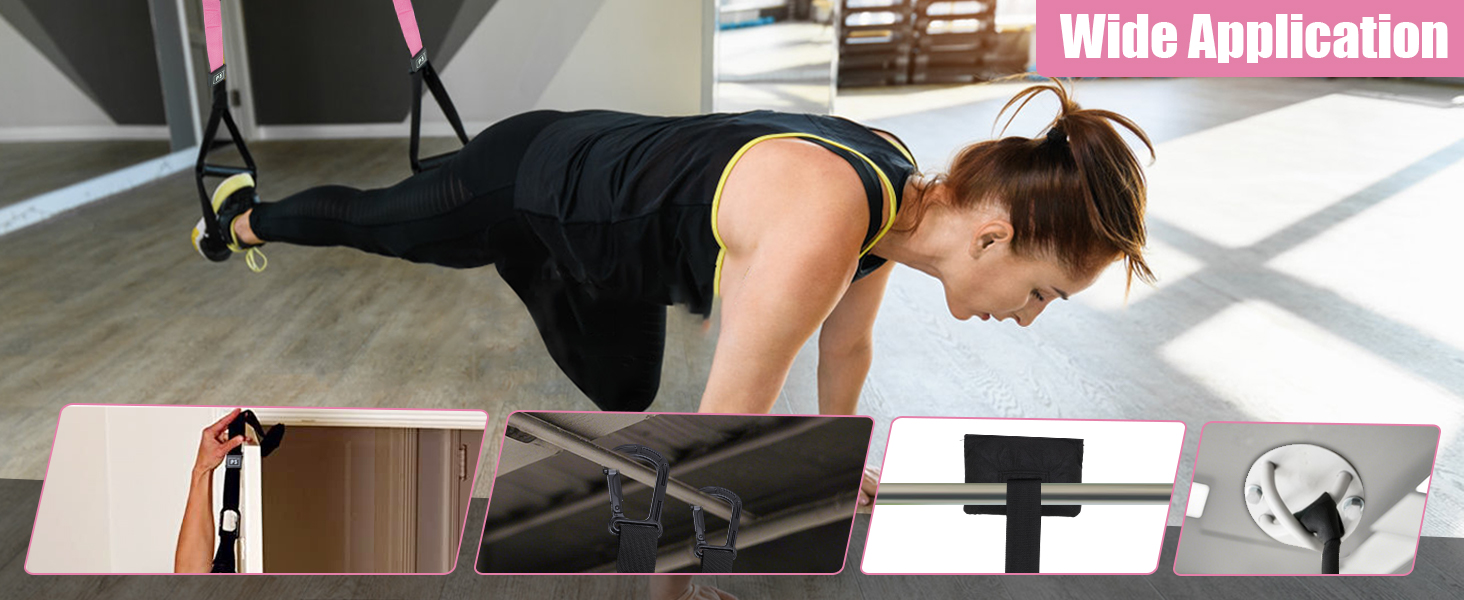 Слінг-тренажер для повного тіла для домашнього спортзалу. У комплекті: сумка-мішок та інструкція. Рожевий колір