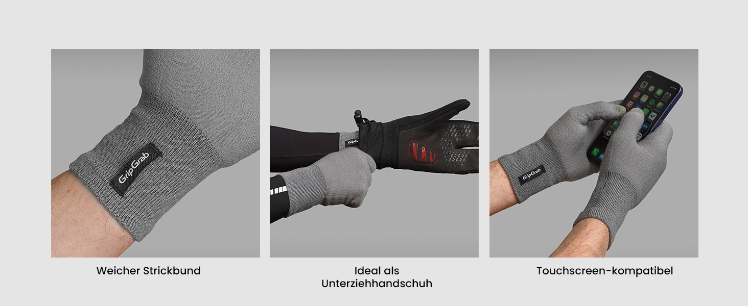 GripGrab Merino Liner: Термо-рукавички з мериносової вовни для їзди на велосипеді, туризму та повсякденного використання (Сірий, XS-S)