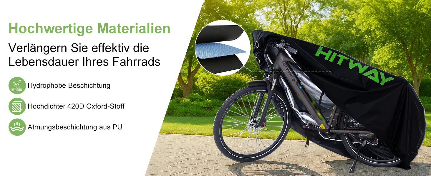Чохол для велосипеда HITWAY, водонепроникний, 420D, захист від УФ-променів, пилу та дощу, з отвором для замка та кишенею, для електровелосипедів до 29 дюймів, чорний