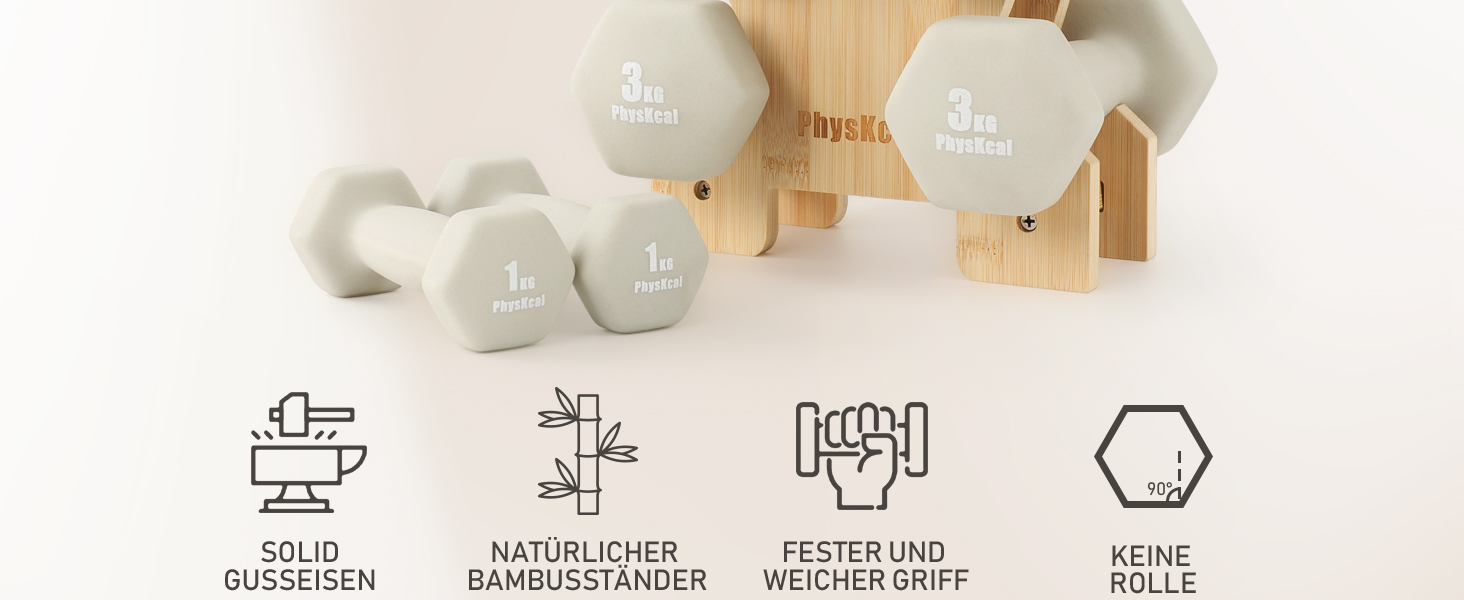 Набір гантелей Kurzhanel-Set 30 кг з підставкою для дому та фітнес-залу | Küstenbrise (12 кг, Sand Stone)