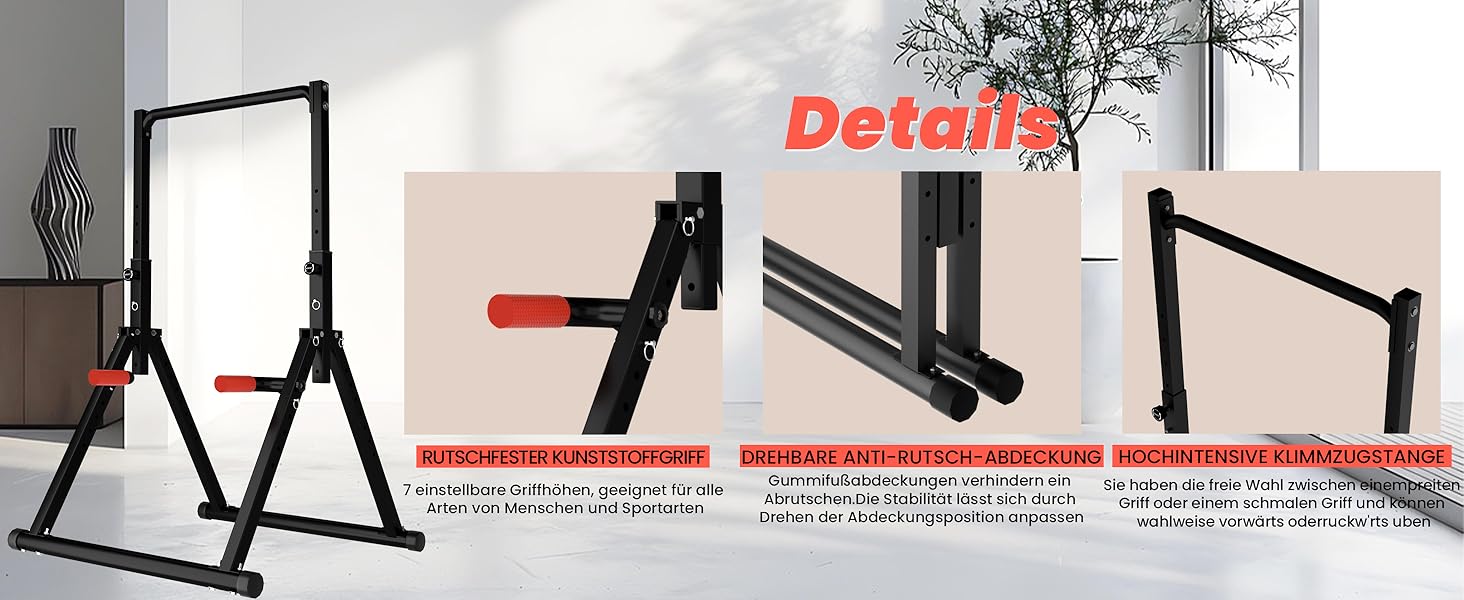 Стійка для віджимань та підтягувань DOBESTS - багатофункціональний фітнес-тренажер, регульована висота, чорний