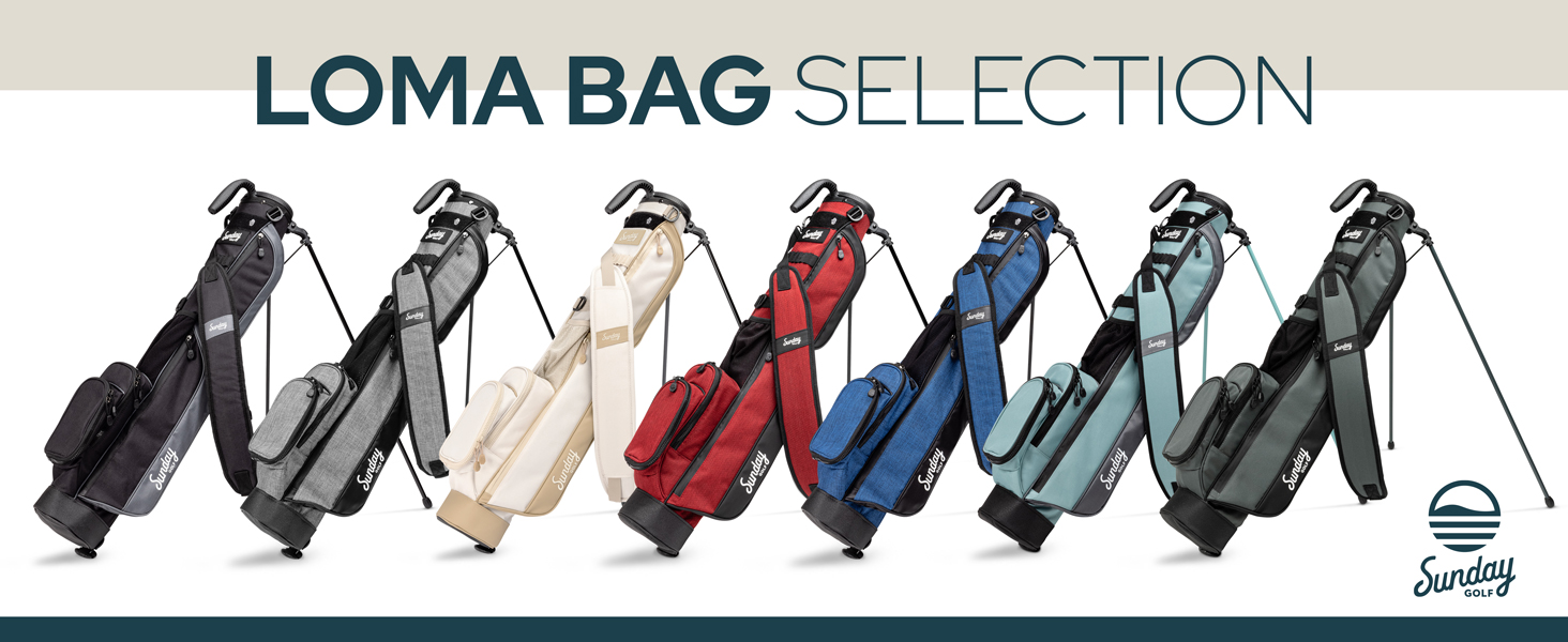 Гольф сумка Sunday Loma: легка сумка з ременем та стійкою – ідеальна для поля, Par 3 та Executive курсів