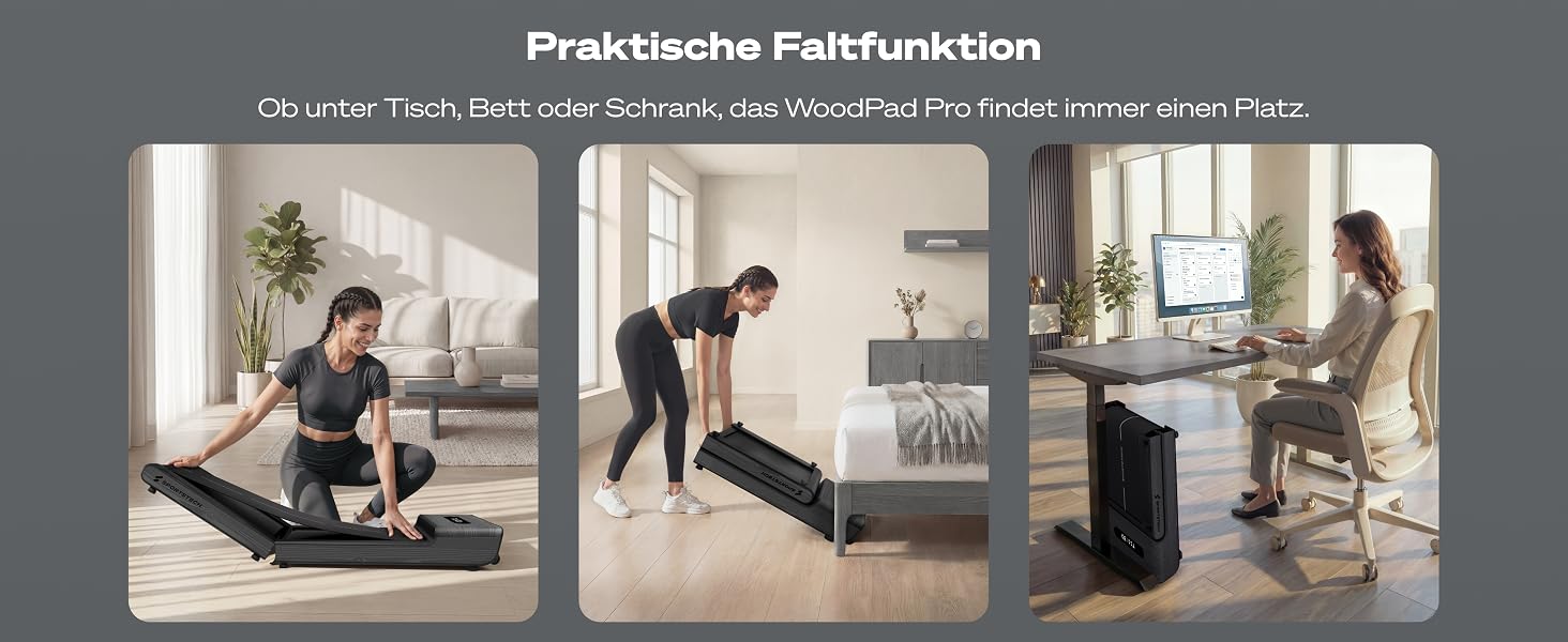Складана бігова доріжка для ходьби Sportstech WoodPad Pro: компактна доріжка для дому та офісу, до 8 км/год, з лічильником кроків та підтримкою застосунку, витримує до 120 кг