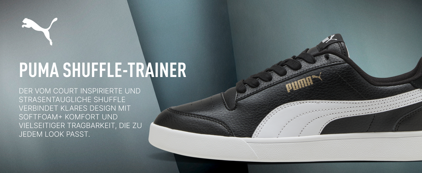 Кросівки Puma Shuffle Unisex чорні з білим та золотим кольором, розмір 44.5 EU
