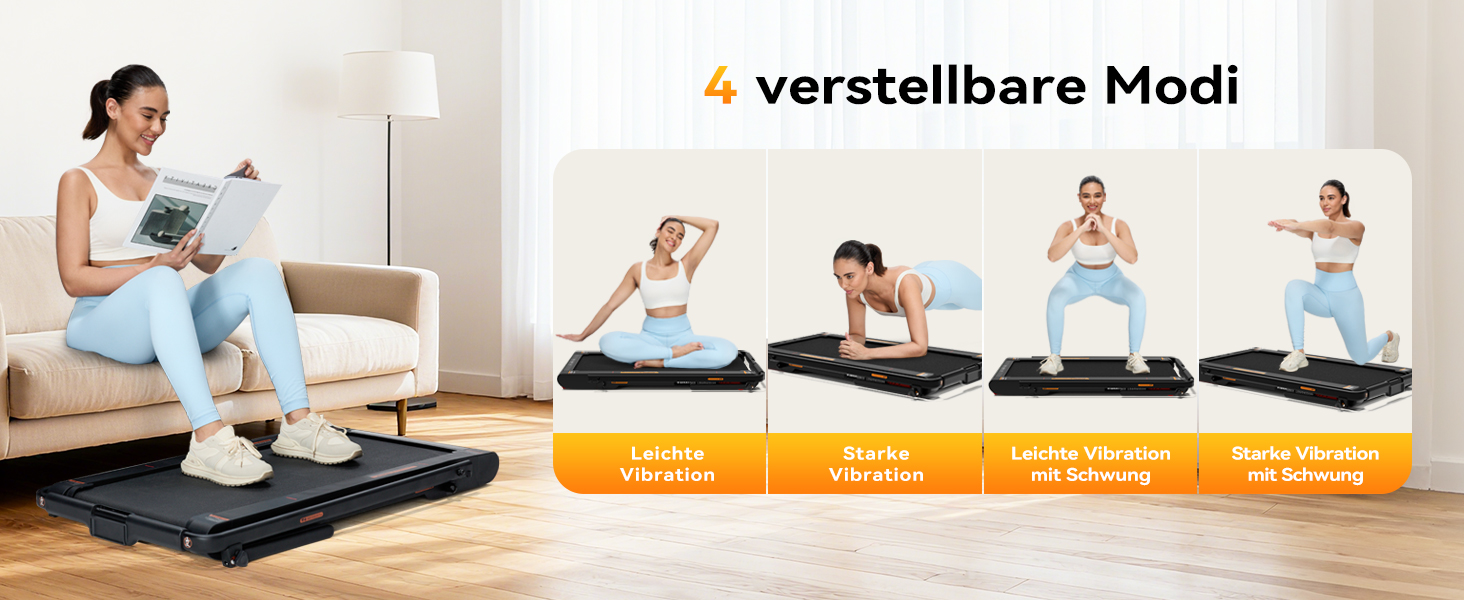 Sperax 4-в-1 біговий килимок з вібрацією для дому та офісу. Швидкість 0.3-6 км/год, з додатком, 400W, без монтажу (чорний)