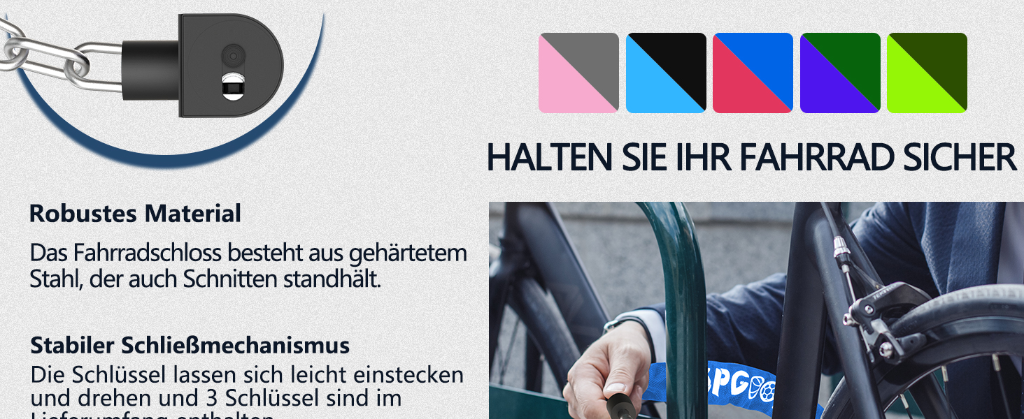 Надійне велозамок з 3 ключами, 90 см, проти крадіжок, з водонепроникним чохлом для велосипеда, електросамоката, електровелосипеда, MTB, мотоцикла, вантажного велосипеда, 870 мм, чорний/темно-синій