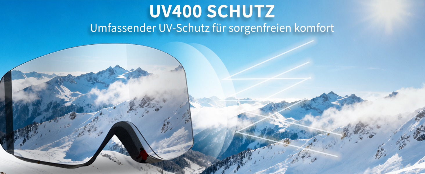 Гірськолижні маски VCOROS OTG для унісекс, YH227 - сноуборд маска з антиковзним ремінцем, захистом від УФ та запобіганням запотіванню, регульовані, срільно-білі (VLT13%)