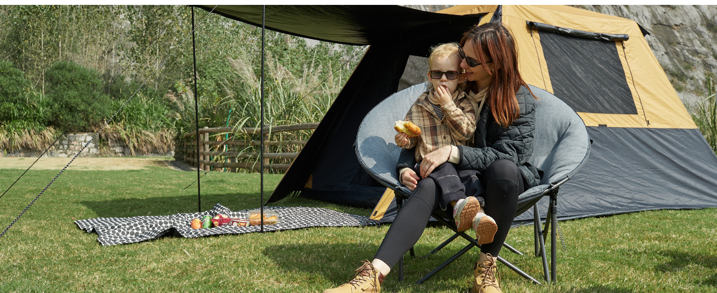 Крісло для кемпінгу EVER ADVANCED Luxus Moonchair XXL: широке, з подушкою, 150 кг, сіре