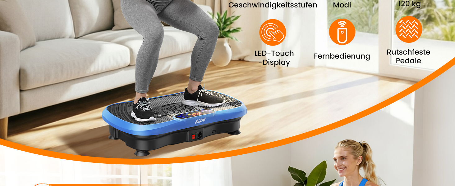Вібраційна платформа для схуднення та фітнесу вдома, Slim Blue — масажна плита для спорту та здоров'я