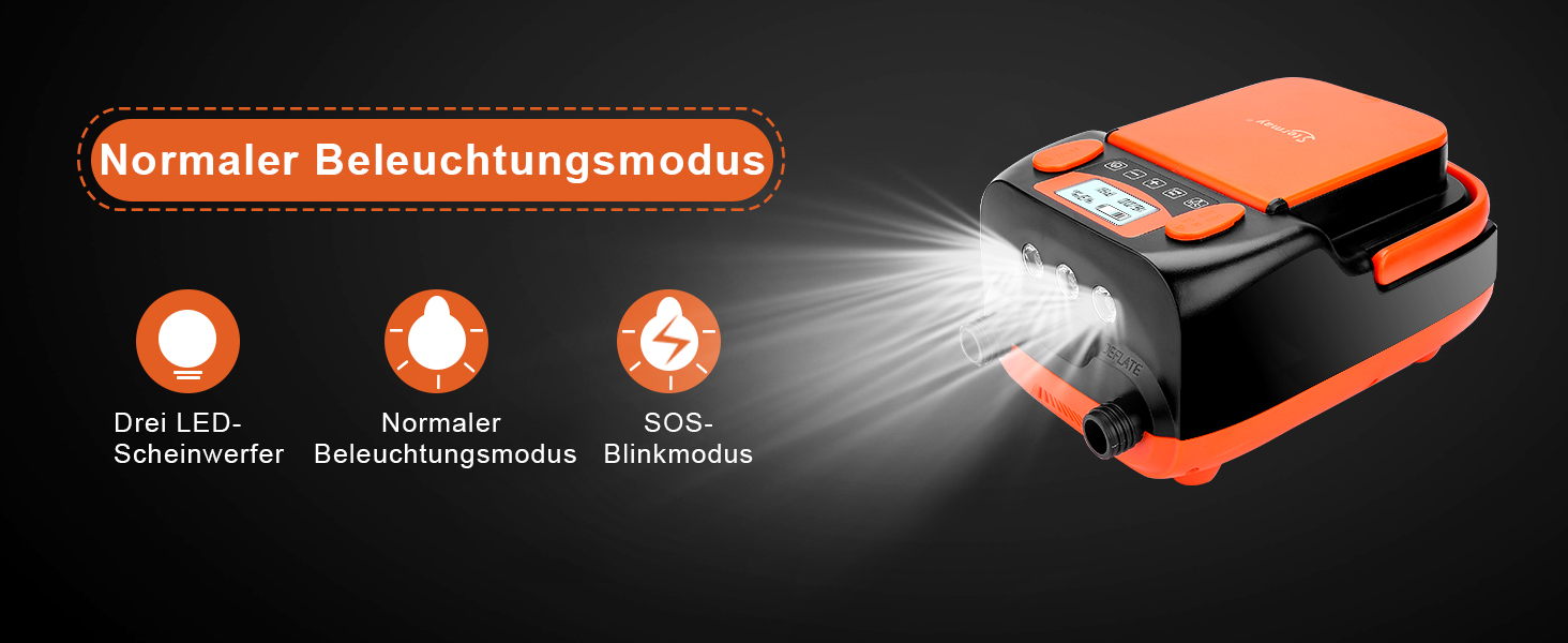 Електричний надувний насос AGPtEK 6000mAh для SUP, матраців, наметів та човнів. 16 PSI, 12V, акумуляторний компресор