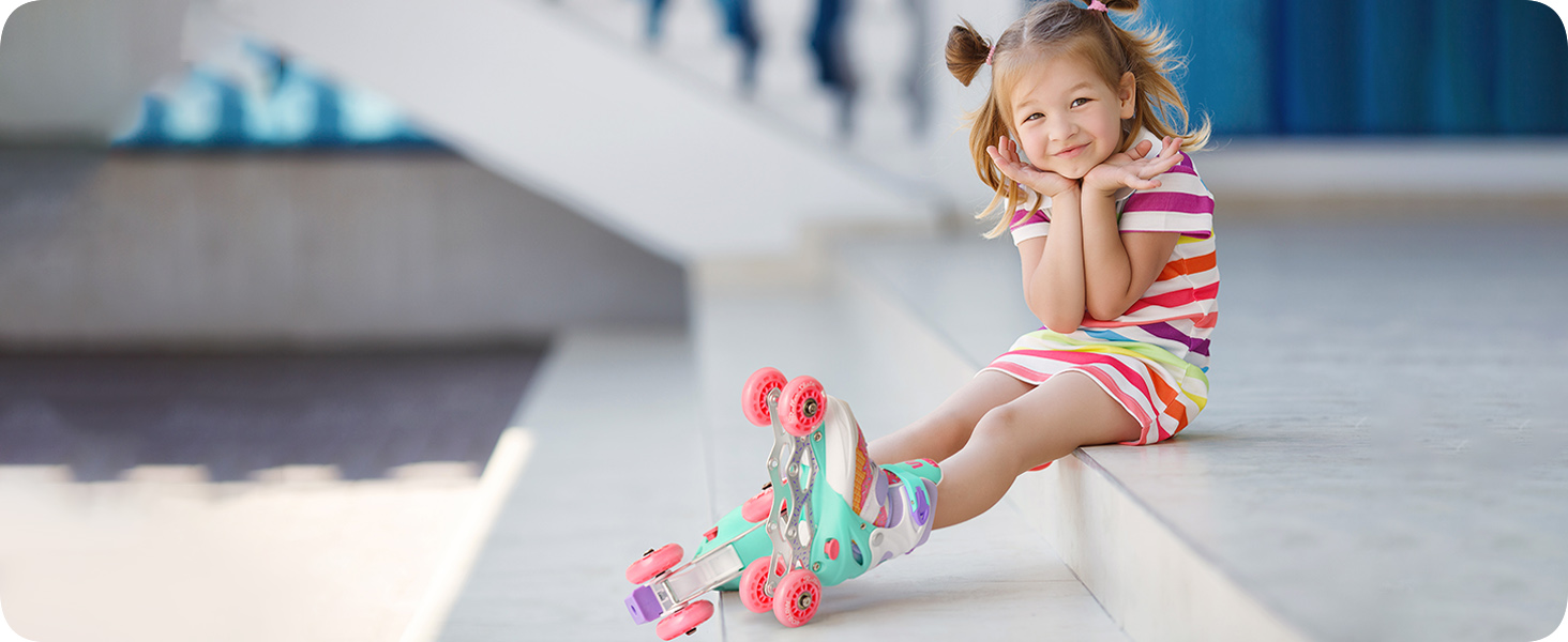 Дитячі ролики 4-в-1 Meteor Mermaid – регульовані, ABEC-7, PU-колеса, алюмінієвий фрейм, розміри XS-M