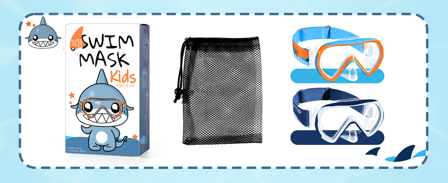 Дитяча маска для плавання та снорклінгу Supertrip, 6-14 років, скло, рожево-фіолетовий