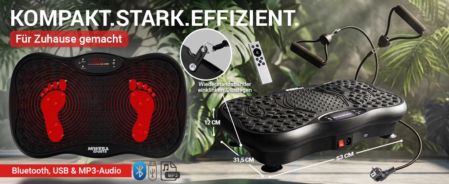 Платформа вібраційна Miweba Sports для дому: масаж, схуднення, фітнес, тренування.. Чорний колір.