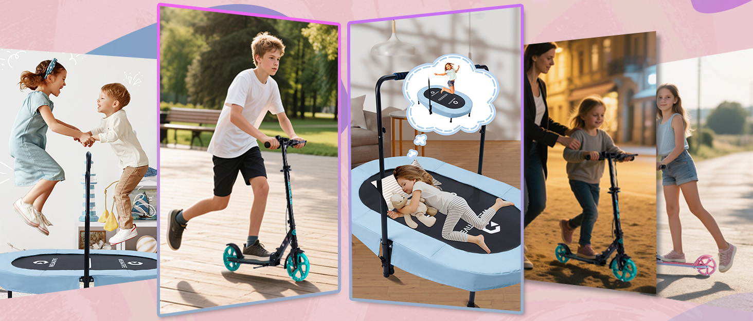 Батут овальний для дому 2 осіб до 150 кг синій з ручкою - фітнес, для дітей та дорослих