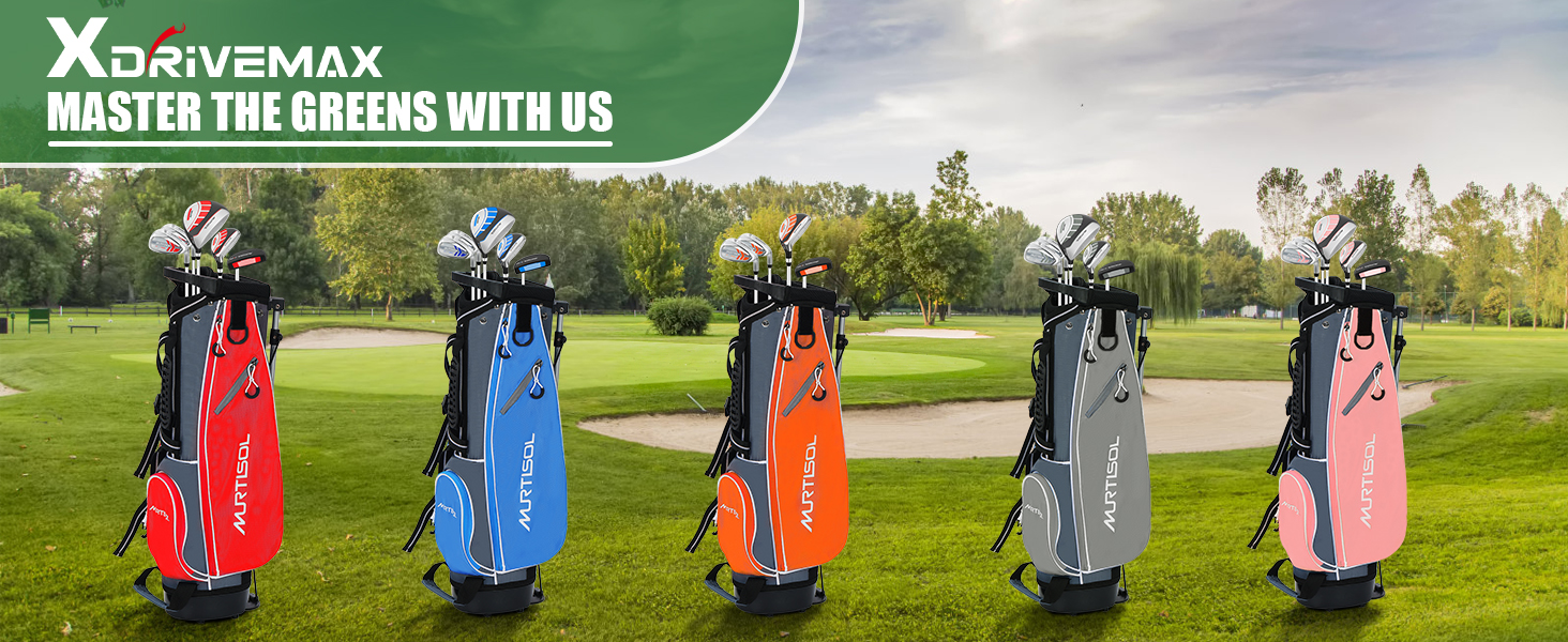 Повний комплект гольф-клубу на 6 штук: драйвер, гібрид, айрони 6/7#, 9/P#, паттер та сумка-стійка (для правшів), сірий