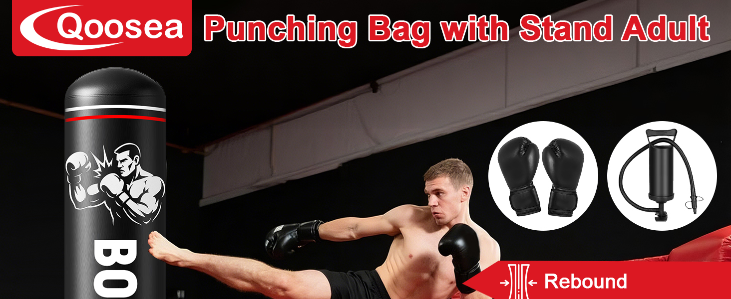 Надувний боксерський мішок Qoosea 190 см з рукавичками для дорослих та підлітків. Ідеально для карате, кікбоксингу, Taekwondo, MMA