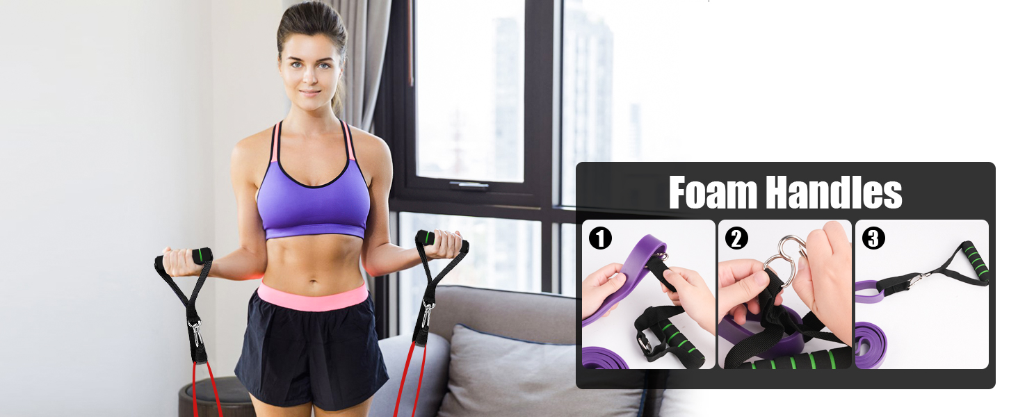 Фітнес гумки WuGU, набір з 4 рівнями опору, еластичні гумки для фітнесу, силових тренувань, йоги та пілатесу (фіолетовий, чорний, червоний, жовтий)