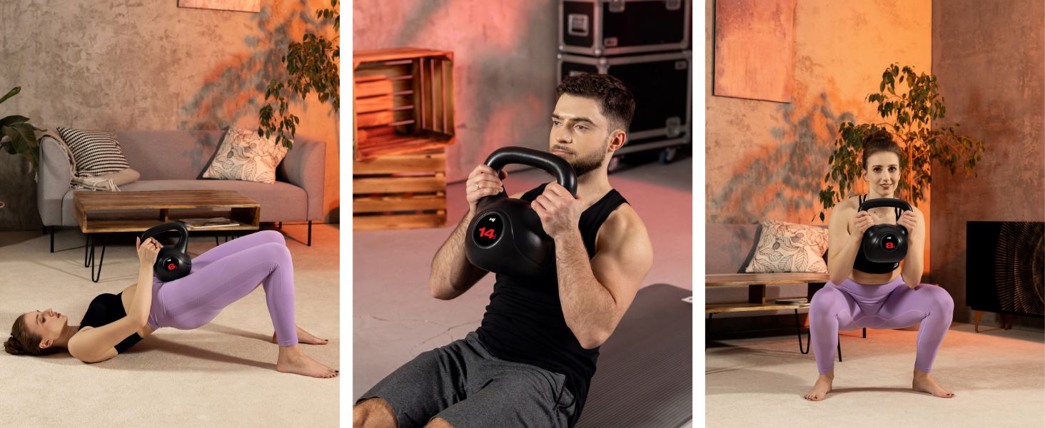 Кетлбел Hop-Sport 4-20 кг з пластику: для ефективних тренувань вдома, ергономічні ручки, обладнання для домашнього фітнесу