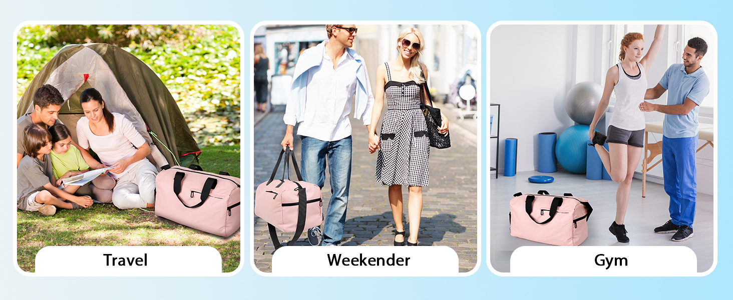 Спортивна сумка Romon для подорожей та тренувань з відділенням для взуття та мокрих речей (39 x 23 x 22 см, Рожева)