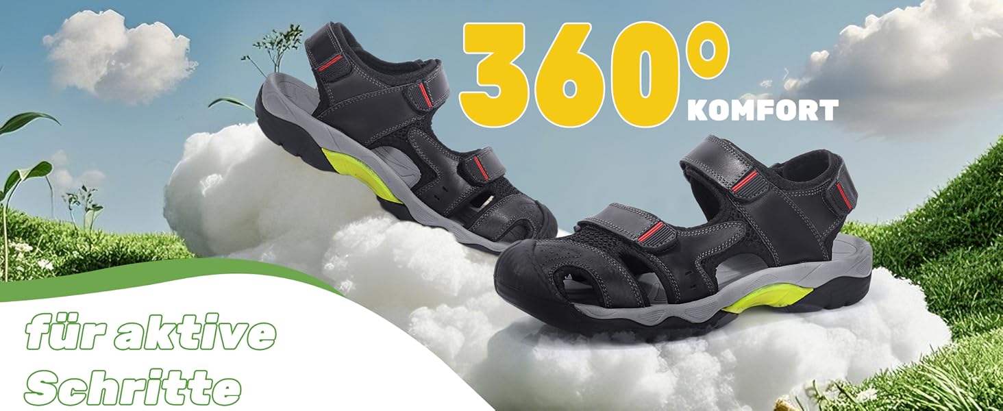 Чоловічі спортивні сандалії VisionReast для хайкінгу та активного відпочинку. Чорні сандалі для туризму та подорожей, 41 EU, з клямкою.