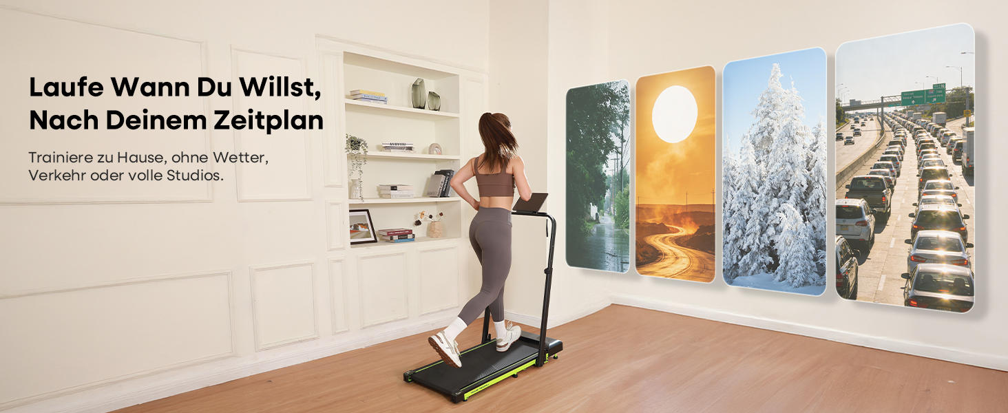 Бігова доріжка Walking Pad з нахилом 10%, 3.0 к.с., складна, для дому з магнітним пультом, LED-дисплеєм, висувними поручнями, 12 програм HIIT, до 136 кг, зелена