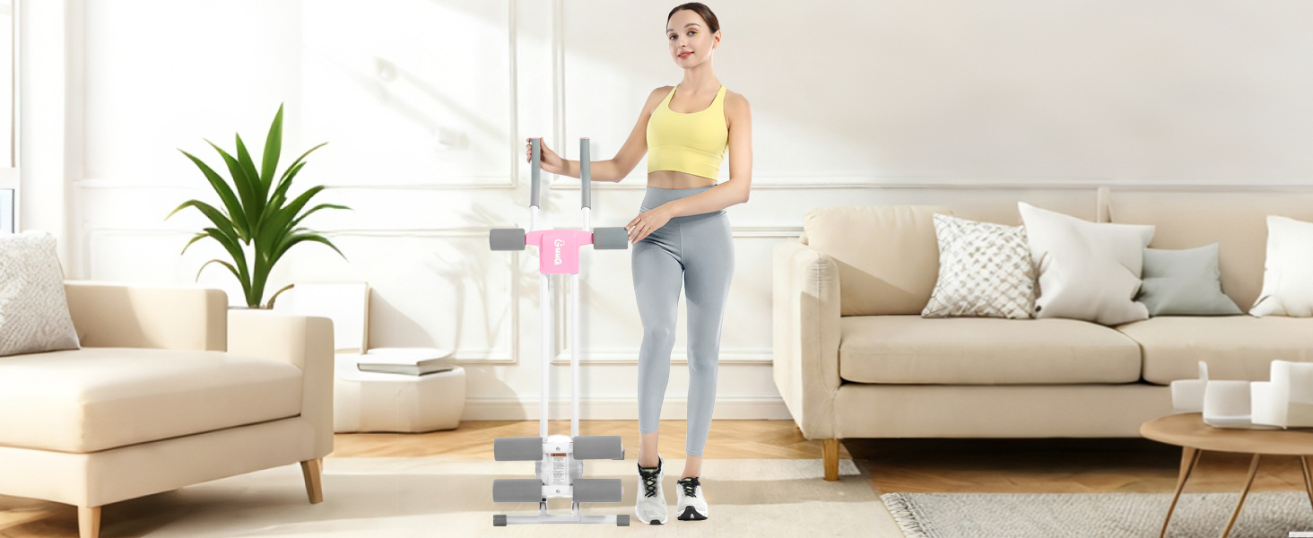 Тренування пресу GuuG: компактний тренажер для дому, для чоловіків та жінок, рожевий