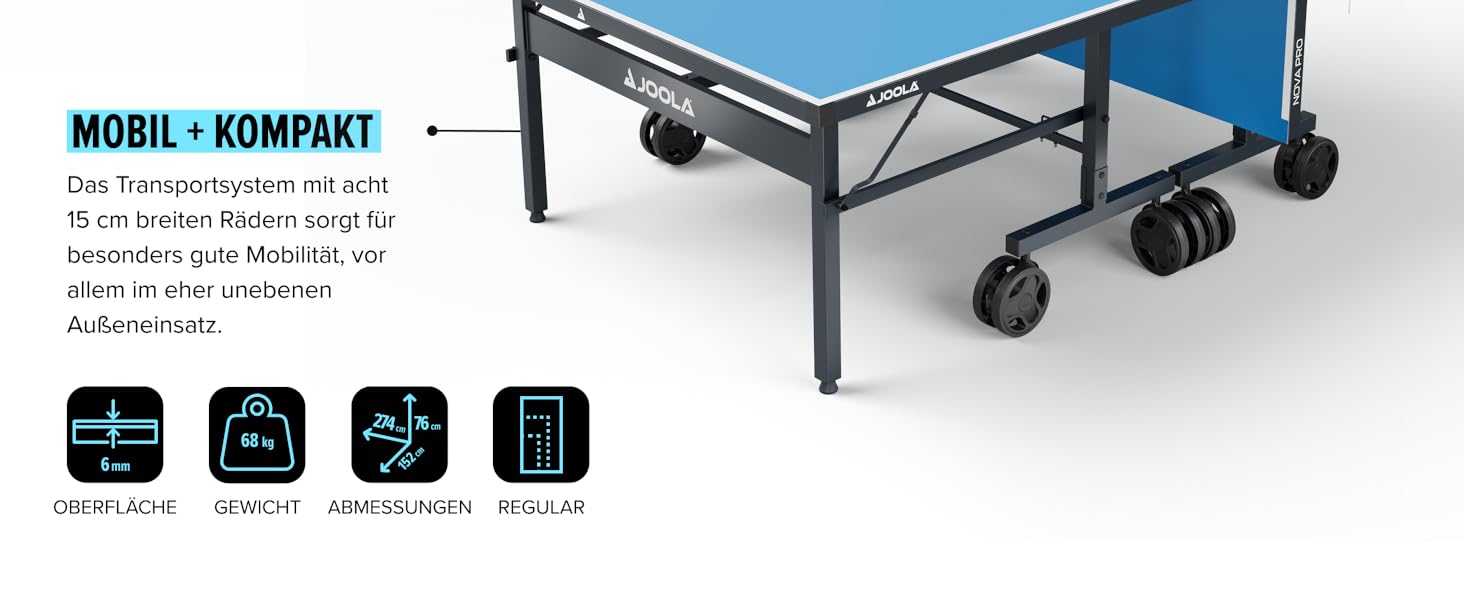 Стол для настільного тенісу JOOLA Nova Pro Plus – Outdoor, складний, з сіткою та регулюванням висоти